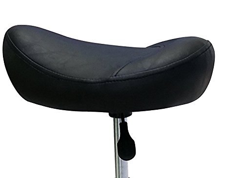 Crisnails® Silla de Trabajo, Taburete de Material Piel con Ruedas Giratorias, Taburete para Cosmetica, Dentista y Peluqueria (Negra)