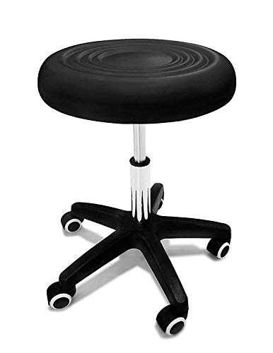 Crisnails® Taburete Giratorio con Ruedas para Peluquería, Cosmética, Dentista, Silla de Trabajo Profesional Giratoria con Ruedas (NEGRO)