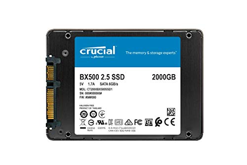 Crucial BX500 2 TB CT2000BX500SSD1(Z) Unidad interna de estado sólido, hasta 540 MB/s (3D NAND, SATA, 2.5 Pulgadas)