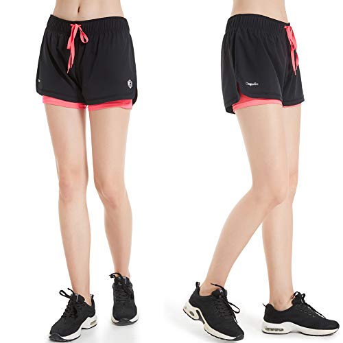 CtopoGo Pantalones Cortos de Deporte 2 en 1 para Mujer Pantalones Cortos Deportivo de Yoga para Hacer Ejercicio Pantalones Cortos para Deporte al Aire Libre Respirable