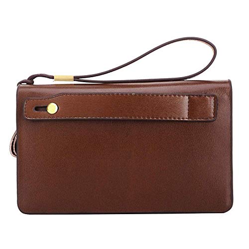 Cuero ocasionales de los hombres de carpetas Bolsitas de hombres for hombres Embragues carteras de los hombres de bolsos del teléfono móvil de negocios Monederos Monedero-Brown_20.5 * 4.5 * 12.5cm SHI