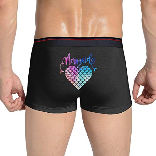 Cukyteck Hombre Ropa Interior Bóxers, Colourful Mermaid Heart Love Mens Cotton Underwear Stretch Trunks Boxer Briefs