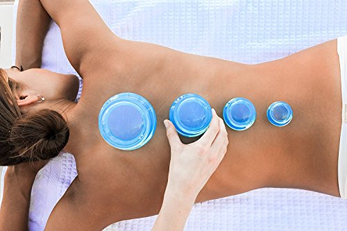 Cupping Massage Kit - the Most Recommended Therapy Set for Muscle Soreness, Pain Relief, Injury Recovery, Toning & Cellulite - Best Quality Professional Medical Grad - 4 Cups, Blue