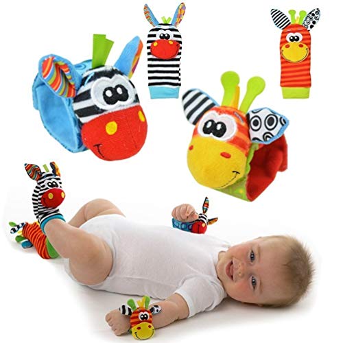 Cute Animal Infantil 4pcs (2pcs de la cintura y 2pcs calcetines) SOZZY SOCKS Bell correa traqueteos y calcetines de pie Finder conjunto de desarrollo de juguetes blandos para niños by Funky Planet