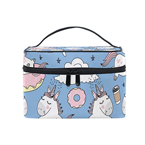 Cute Unicorns Collection Travel Makeup - Bolsa de maquillaje para mujer (gran capacidad y ajustable)