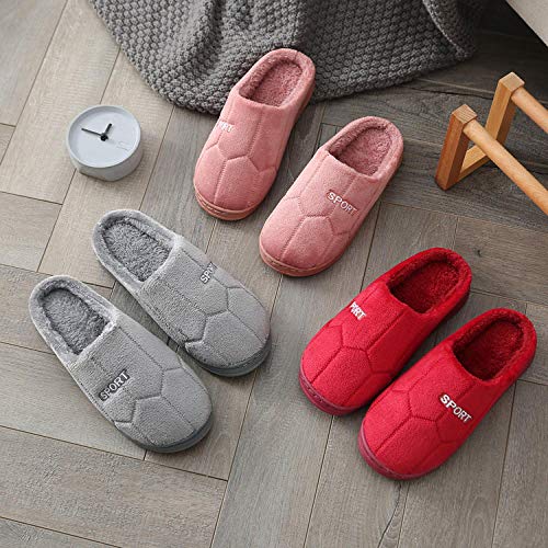 Cxypeng Zapatillas casa para Unisexo,Zapatillas de Felpa de Interior posparto con tacón de Bolsa, Lindos Zapatos de algodón de Suela Gruesa-Piel Red_37-38,Peluche Zapatos Memory Foam