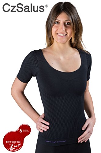 CzSalus - Chaleco térmico para mujer anticelulitis en Emana bioFIR Yarn - Negro Talla L