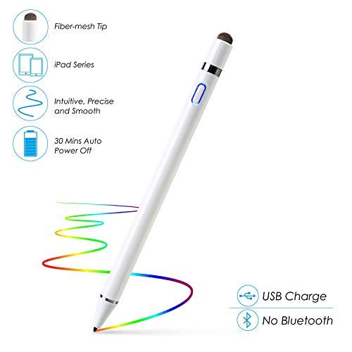 DANGZW Lápiz Stylus para iPad, Recargable Lápiz óptico Active Point de 1,5 mm Fine Point, Compatible con iPad 6, iPad Mini 5, iPad Air 3, iPad Pro, iPad Pro 3 para Escritura Precisas/Dibujo/Notas