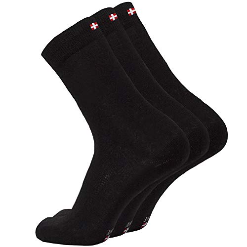 DANISH ENDURANCE Calcetines de Lana Merino 3 Pares (Negro, EU 39-42)