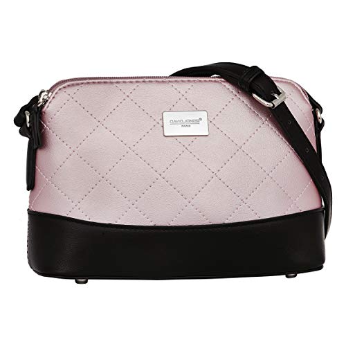 David Jones - Bolso Bandolera Mujer - Bolsos de Hombro Acolchado Cuero Genuino - Crossbody Mensajero Muchos Bolsillos - Bolsos de Mano Fiesta Noche Embrague - Elegante Moda Ciudad - Rosa