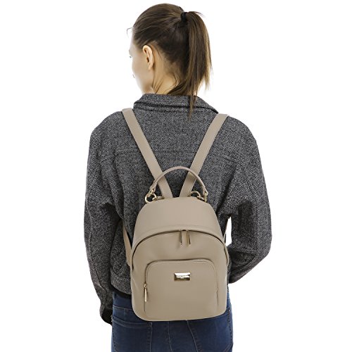 David Jones - Bolso Mochila Mujer Pequeña - Morral Cuero Piel PU Suave - Backpack Daypack Casual Mini Señora Niña - Bolsos de Mano Hombro Viaje Escolar Universidad Colegio Ocio Elegante Moda - Blanco