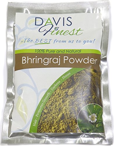 Davis Finest Bhringraj Powder Essential Natural Hair Growth, Damaged, Thinning, Anti Hair Loss Treatment Mask for Women & Men - Longer, Stronger, Thicker Shining Hair 100g