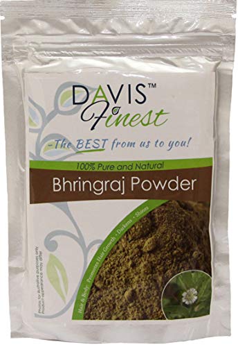 Davis Finest Bhringraj Powder Essential Natural Hair Growth, Damaged, Thinning, Anti Hair Loss Treatment Mask for Women & Men - Longer, Stronger, Thicker Shining Hair 100g