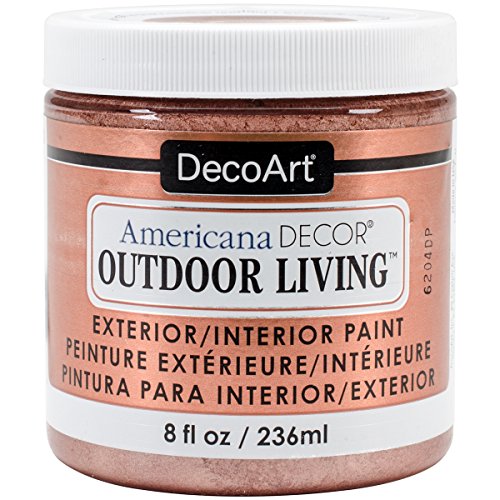 Deco Art OutdoorLivingMetllcs8ozRoseGld Americana Decor Outdoor Living Pintura metálica, no aplicable, Multicolor, 7.11 x 7.11 x 7.77 cm