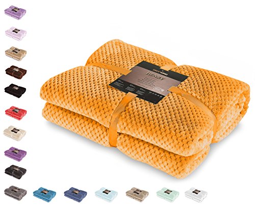 DecoKing 66218 Kuscheldecke 150x200 cm Orange Decke Microfaser Wohndecke Tagesdecke Fleece weich sanft kuschelig skandinavischer Stil Henry