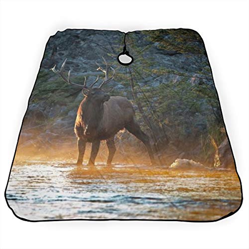 Deer Water Nature River - Capa profesional de peluquería, delantal de corte de pelo de poliéster para peluquería, peluqueros y barberos para hombres y mujeres, 55 x 66 pulgadas