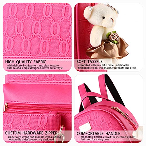 DEERWORD Para mujer Bolsos mochila Bolsos bandolera Carteras de mano Mochila escolar Bolsa para portátil Cuero Rosa Roja