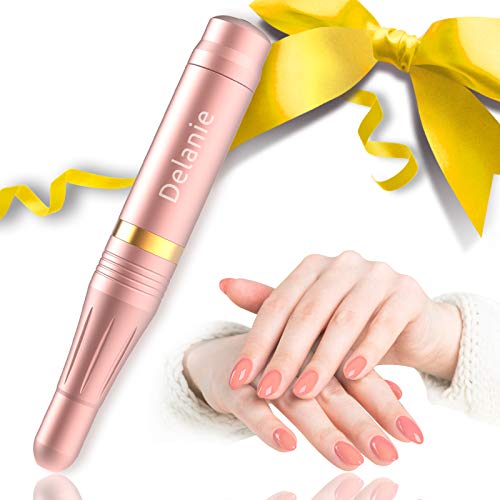 Delanie Torno para Uñas Profesional Lima Eléctrica de Uñas Manicura y Pedicura 20000 rpm Portátil Acrílico o de Gel USB con 11 Fresas para Torno Manicura