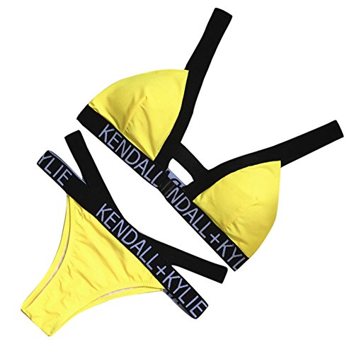 DELEY Mujeres Carta Vendaje Cintura Alta Triángulo Bikini Flores Caliente Vacaciones Verano Traje De Baño Trikini Swimwear Beachwear Tamaño S