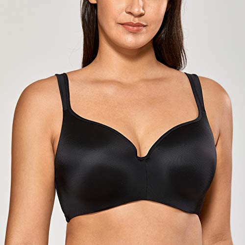 DELIMIRA - Sujetador Balcón Suavizado Moldeada con Aros para Mujer Negro 110C