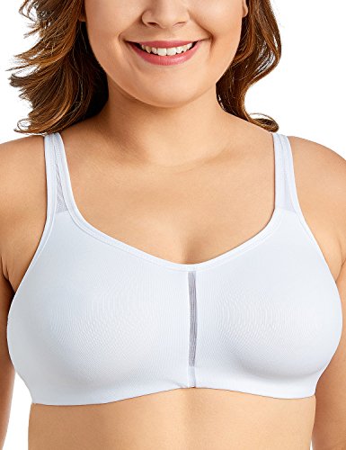 DELIMIRA - Sujetador Tallas Grandes Full Cup sin Aros sin Relleno para Mujer Blanco 115F