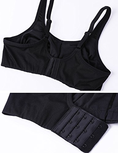 DELIMIRA - Sujetador Tallas Grandes Full Cup sin Aros sin Relleno para Mujer Negro 105D