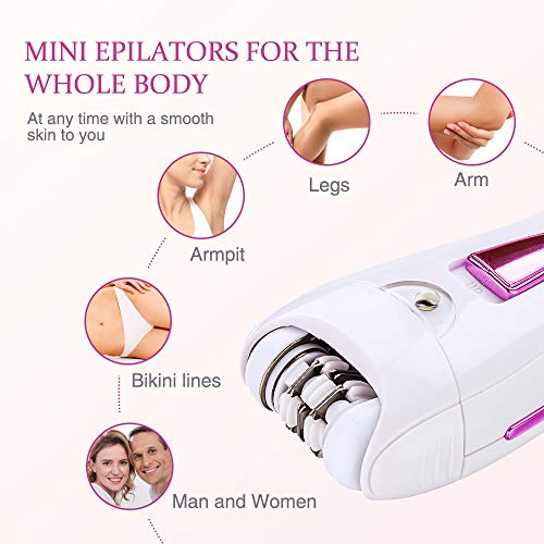 Depiladoras para mujeres, depiladoras inalámbricas para el vello facial, dispositivo de depilación recargable con luz LED incorporada, aptas para axilas, piernas y todo el cuerpo (blanco)