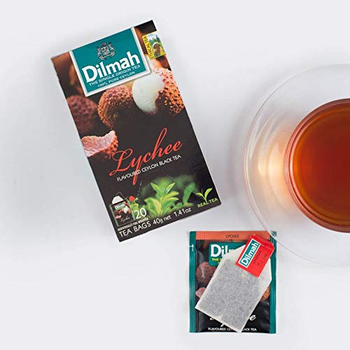 DEU Dilmah 100% té negro individual de Ceilán con sabores de lichi - 1 x 20 bolsitas de té (40 gramos)