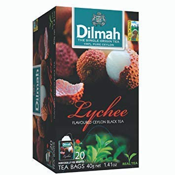 DEU Dilmah 100% té negro individual de Ceilán con sabores de lichi - 1 x 20 bolsitas de té (40 gramos)