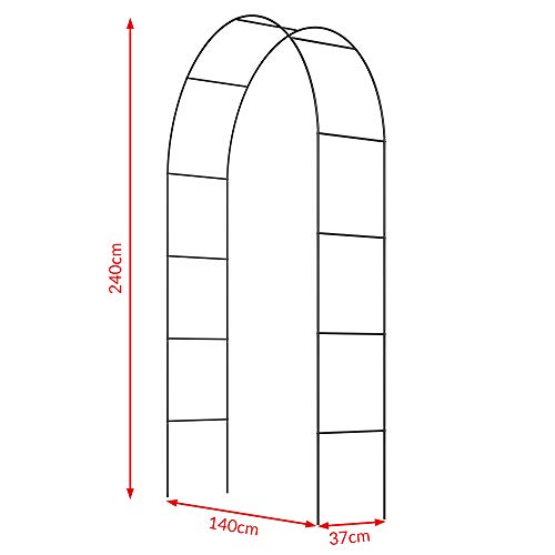 Deuba Arco Rosales y Plantas trepadoras enredadoras Metal pulverizado 240x140cm para jardín Exterior Eventos decoración