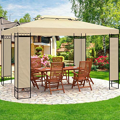 Deuba Carpa Elda Color marrón 3x4 m cenador de Exterior Grande pabellón de jardín Repelente al Agua terraza