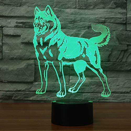 DFDLNL Animal Huskie Dog Designs Night Lights 7 Cestas de Regalo cambiantes para Perros Decoración para el hogar Regalos Personalizados para Perros