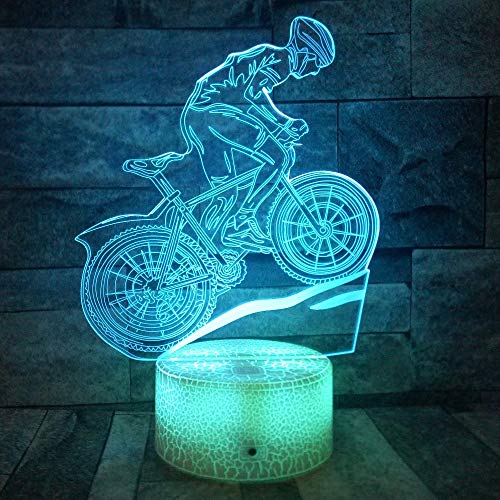 DFDLNL Bicicleta 3D Lámpara 7 Colores Led Luz de Noche para niños Touch USB Table Lampara Lampe Baby Sleeping Nightlight Gift