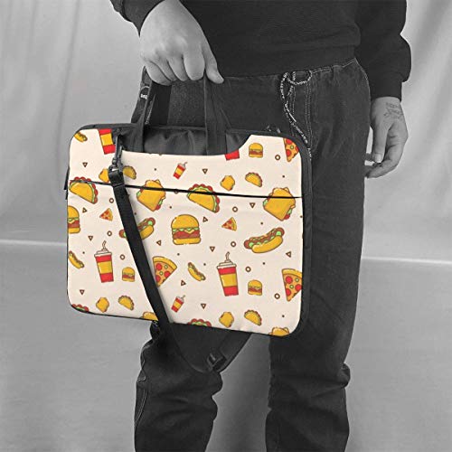 Dibujos Animados Hot Dog Taco Burger Pizza y Bebida 15,6 en Bolsa para computadora portátil Funda Protectora para computadora portátil Bolso Bandolera