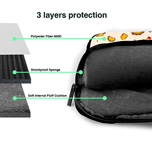 Dibujos Animados Hot Dog Taco Burger Pizza y Bebida 15,6 en Bolsa para computadora portátil Funda Protectora para computadora portátil Bolso Bandolera