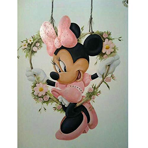 Diopn 5D Diamond Painting Cartoon Minnie Diamond Mosaic Crafts Cross Stitch Resin Rhinestones Diamond Embroidery Rhinestone(Round Diamond 40 * 50)