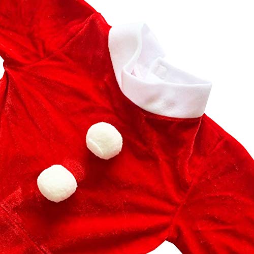 Disfraz de Mama Noel para Niña - Vestido,Gorro y cinturón para Navidad o Cosplay,Conjunto de 3pcs,Rojo (4-6año)