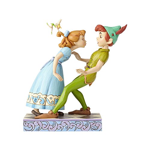 Disney Un Beso Inesperado Figurina de Peter Pan y Wendy, Resina, Multicolor, 12.7 x 8.9 x 19.3 cm