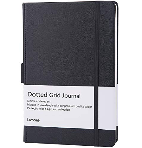 Dotted Journal / Cuaderno Punteado - Lemome A5 Cuaderno de Tapa Dura - Papel Grueso Premium - Página Dividers Gifts, Negro