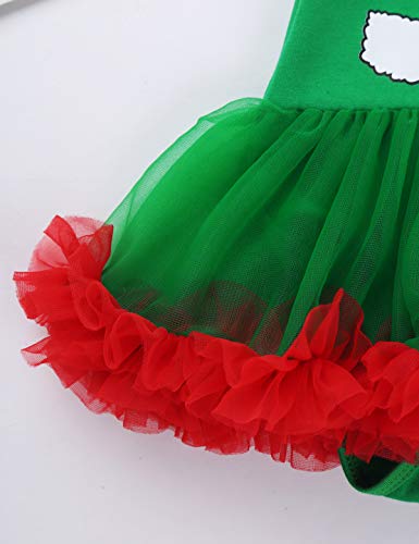 dPois Disfraz de Elfo Navidad para Bebé Niña Recién Nacido Mameluco con Falda Tutú Vestido de Fiesta Cosplay Manga Corta Ropa Navideña Conjunto Infantil Verde&Rojo 3-6 Meses