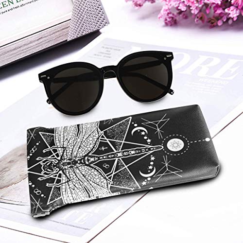 Dragonfly Tattoo Gafas de Sol Funda Anteojos Moneda Teléfono Maquillaje Bolsa PU Cuero Portátil Suave Delgado Gafas Soporte Microfibra Gafas Bolsa de Almacenamiento para Mujeres Hombres