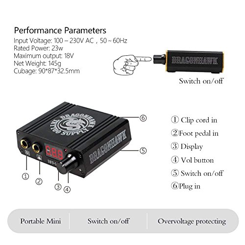 Dragonhawk Extreme V2 Tattoo Kit 2 Rotary Machines Motor Gun Power Supply Disposable Needles Tips for Tattoo Artist MDJT-1