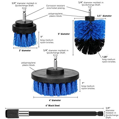 Dreamtop - Juego de 8 brochas de taladro con estropajo, extensor de esponja para pulir, kit de limpieza para baño, cocina, suelo, azulejos de piscina, coche