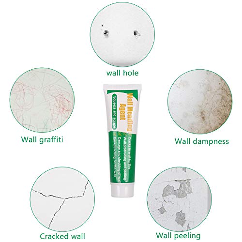 Drivaid Aguaplast, A Prueba de la Intemperie, Crema Reparadora de Pared con Raspador y Boquilla para Grieta, Agujeros, Peladura, Pintada, Masilla Blanca Secado Rápido para Interior Exterior (150g*2)