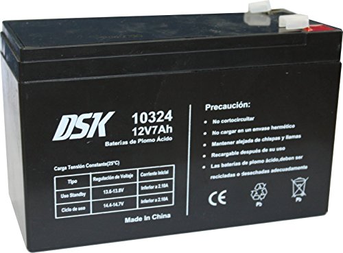 DSK 10324 - Batería plomo acido 12V 7 Ah, Negro