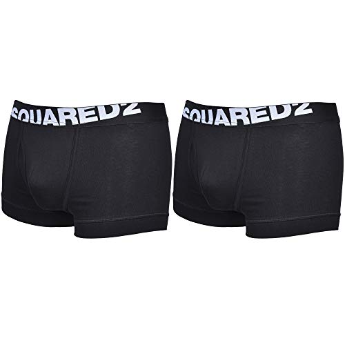 DSQUARED2 2-Pack ángulo Logotipo De Baja Altura Bó Boxeador para Hombres, Negro XX-Grande