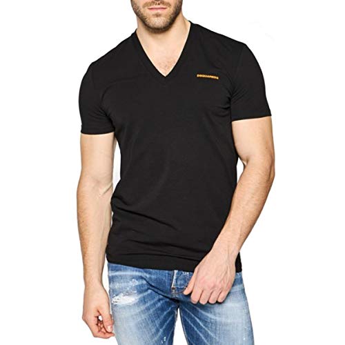 DSQUARED2, Camiseta de Cuello en V, Negra, DSQ_D9M452980 001 - S