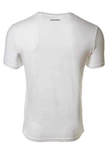 DSQUARED2 Paquete de 2 Camisetas para Hombre, Cuello Redondo, Media Manga, Paquete de Algodón Stretch Twin: Colour: White | Size: X-Large