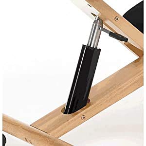 duehome - Silla de Oficina Ergonomica, silla de Escritorio, color Negro y Madera de haya, Medidas: 46 cm (Ancho) x 68 cm (Fondo) x 52-62 cm (Alto)