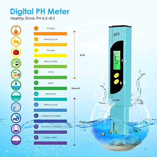 Dustgo Medidor pH Medidor de PH digital 4 en 1 de calidad de agua，Prueba de Calidad del Agua 0-14 pH,0-19990ppm Calibración Automática